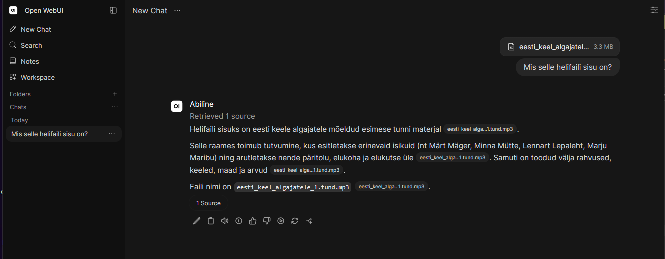 Helifaili sisu analüüs vestlusroboti vestluses